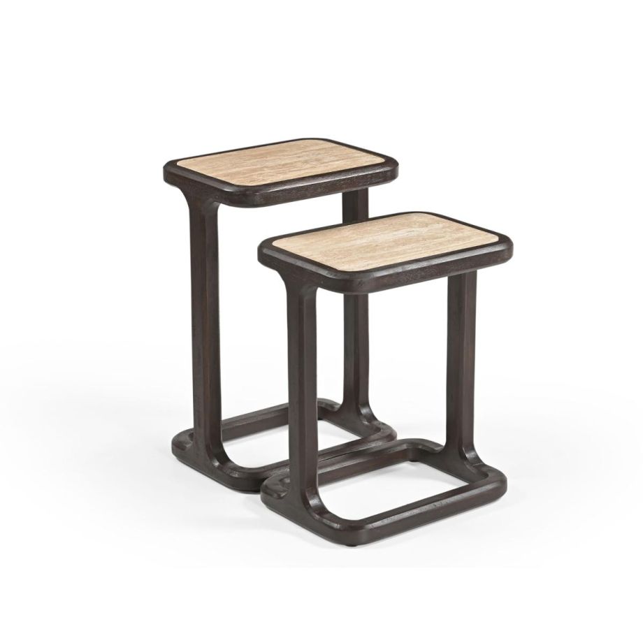 Bijzettafel Arvid rechthoek set van 2 - beige