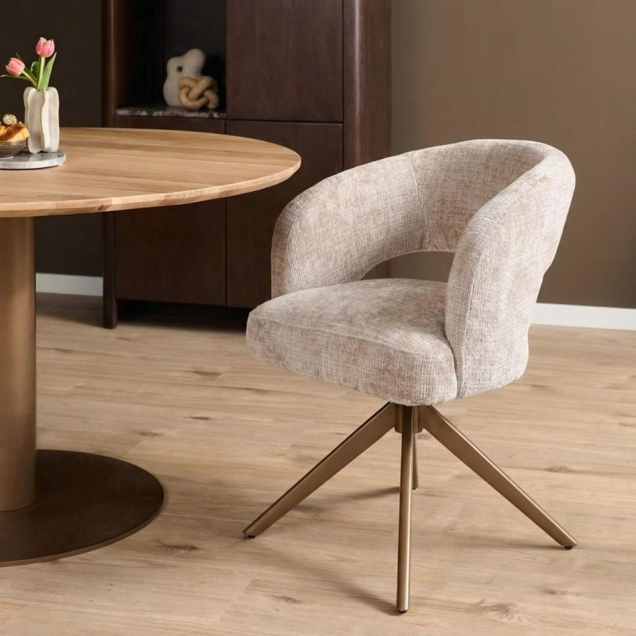 Starfurn Eetkamerstoel Demi met armleuning - poot brons