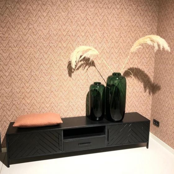 York tv-meubel - 200 cm - mangohout - zwart van het woonmerk Livingfurn