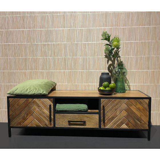 Brooklyn tv-meubel - 150 cm - mangohout - naturel van het woonmerk Livingfurn