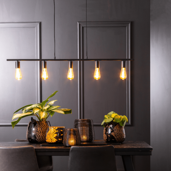 Rokusina hanglamp 120x7x11.5 cm 5L zwart van het woonmerk Light & Living