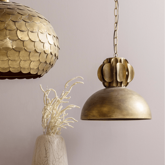 Polished hanglamp metaal antique brass