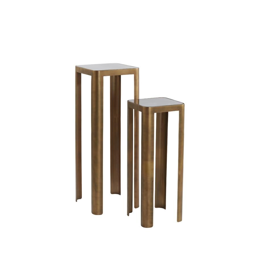 Oxe pilaar set van 2 - antiek brons/smoked glas