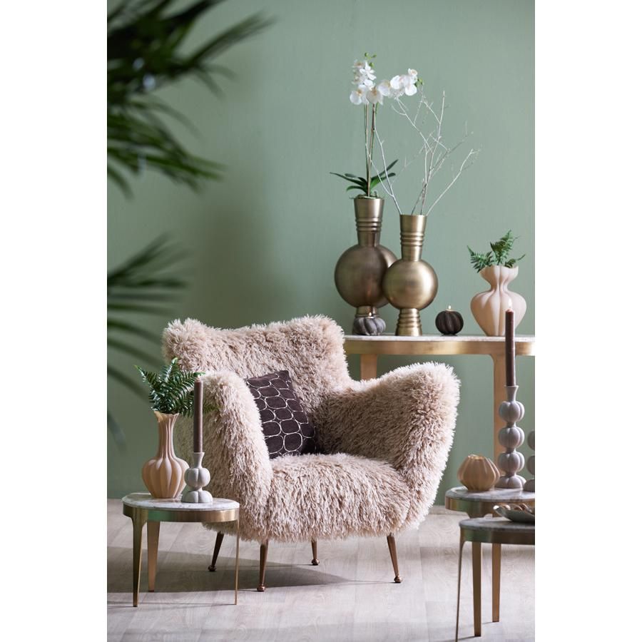 Olyssa fauteuil furry - beige+brons