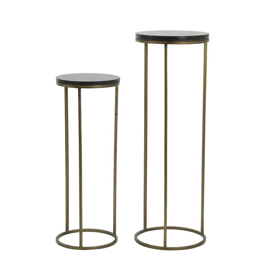 Sobrina zuil set van 2 - zwart agaat/antiek brons