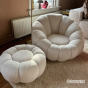 Olivia fauteuil teddy wit (incl. hocker) - Showroommodel