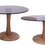 Faye bijzettafel ø60 cm hout/glas - almond