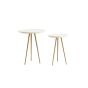 Prato bijzettafel set van 2 ø43x53 cm marmer - wit+antiek brons