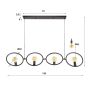 Hunter hanglamp 4-lichts - zwart