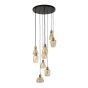 Ricardo hanglamp 9L getrapt - amberkleurig glas