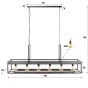 Yasmin wijnglazen hanglamp 6L - charcoal