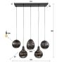Adam hanglamp 5L - zwart/bruin