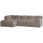 Tibas chaise longue links geweven stof - zand