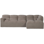 Tibas chaise longue rechts geweven stof - zand