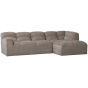 Tibas chaise longue rechts geweven stof - zand