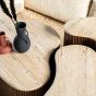 Organische salontafel Mari - 70x47x38 cm - Mango hout & travertin