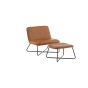 Selo fauteuil met voetenbank - lederlook - cognac