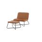 Selo fauteuil met voetenbank - lederlook - cognac