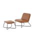 Selo fauteuil met voetenbank - lederlook - cognac
