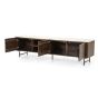 TV meubel Lio - Mango hout & travertin - 200 cm - 3 deurs