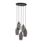Lukaro hanglamp 5L Ø45x36 cm - antiek brons/glas smoke