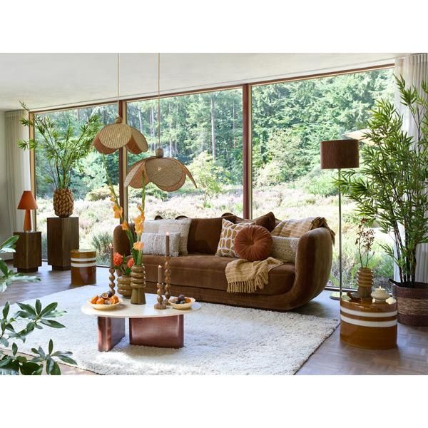 Light & Living Braila 3-zitbank velvet - bruin