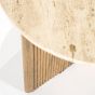 Ronde bijzettafel Sara - Mango hout & travertin - Ø60x40 cm