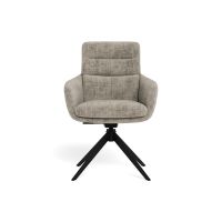 Nøra Tess armstoel | zwart metaal onderstel | stof Juto - grijs