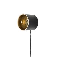 Puur Dudley wandlamp rond S - zwart/goud
