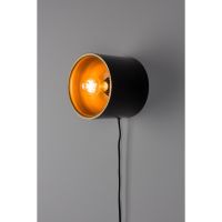 Puur Dudley wandlamp rond S - zwart/goud