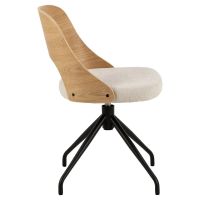 Nøra Hushy draaistoel | zwart metaal onderstel | stof Apia/naturel oak - beige