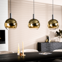 Justine hanglamp 3L 120 cm glas goud van het woonmerk Vurna