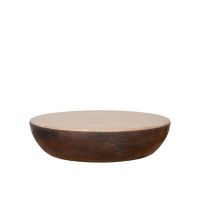 Bowl salontafel ø90 cm mangohout - beige/donkerbruin