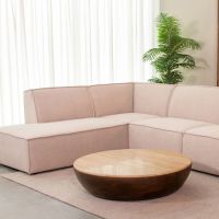 Bowl salontafel ø90 cm mangohout - beige/donkerbruin