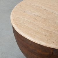 Bowl salontafel ø70 cm mangohout - beige/donkerbruin