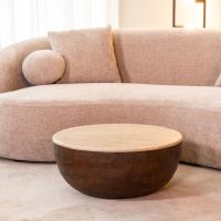 Bowl salontafel ø70 cm mangohout - beige/donkerbruin