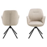 Nøra Luma draaibare armstoel | zwart metaal onderstel | stof Basel - beige