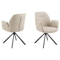 Nøra Luma draaibare armstoel | zwart metaal onderstel | stof Basel - beige