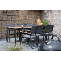 Arezzo terrastafel 200 cm & 6x terrasstoel textileen