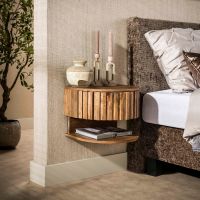 Fraaai Carley nachtkastje plank zwevend 1 lade massief mangohout - zand