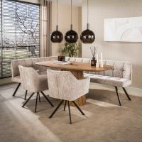 Fraaai Sedona Deens ovale eettafel centrale poot 180 cm - massief mango zandkleur