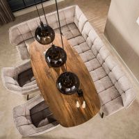 Fraaai Sedona Deens ovale eettafel centrale poot 180 cm - massief mango zandkleur