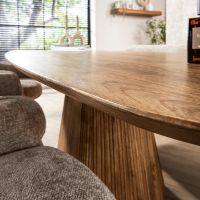 Sedona Deens ovale eettafel centrale poot 215 cm - massief mango zandkleur