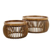 Odila salontafel mangohout curve set van 2 van het woonmerk Fraaai