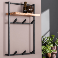 Woody kapstok metaal hoog met plank en 6 haken van het woonmerk Fraaai