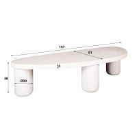 Vero organische salontafel - 157 cm - marmer - wit