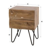 Fraaai Pioter nachtkastje 2 lades massief mango - zand