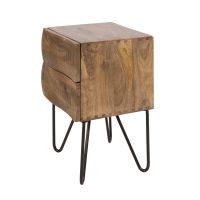 Fraaai Pioter nachtkastje 2 lades massief mango - zand