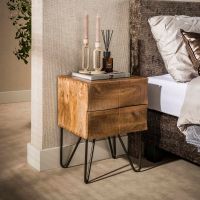 Fraaai Pioter nachtkastje 2 lades massief mango - zand