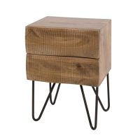 Fraaai Pioter nachtkastje 2 lades massief mango - zand